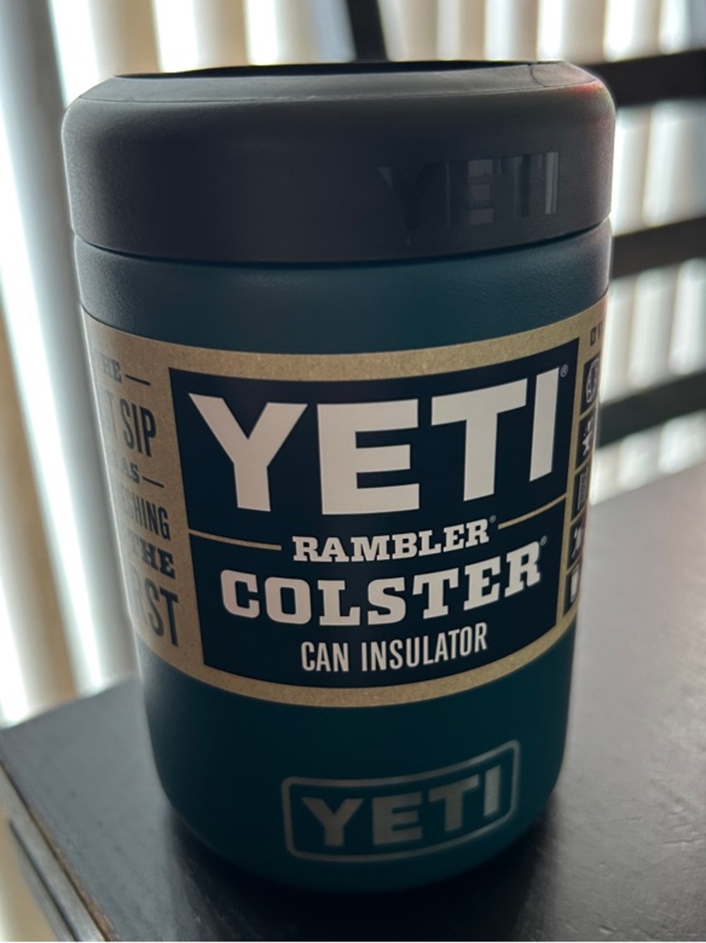 Yeti Rambler Colster Can Insulator in Teal with Dark Gray Lid